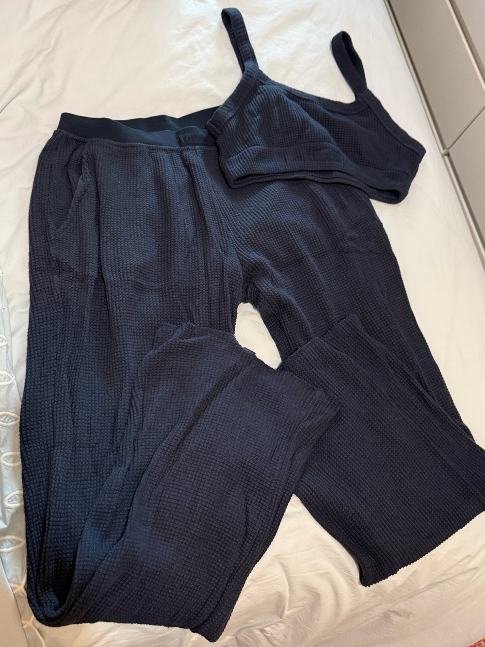SET Active navy waffle knit set